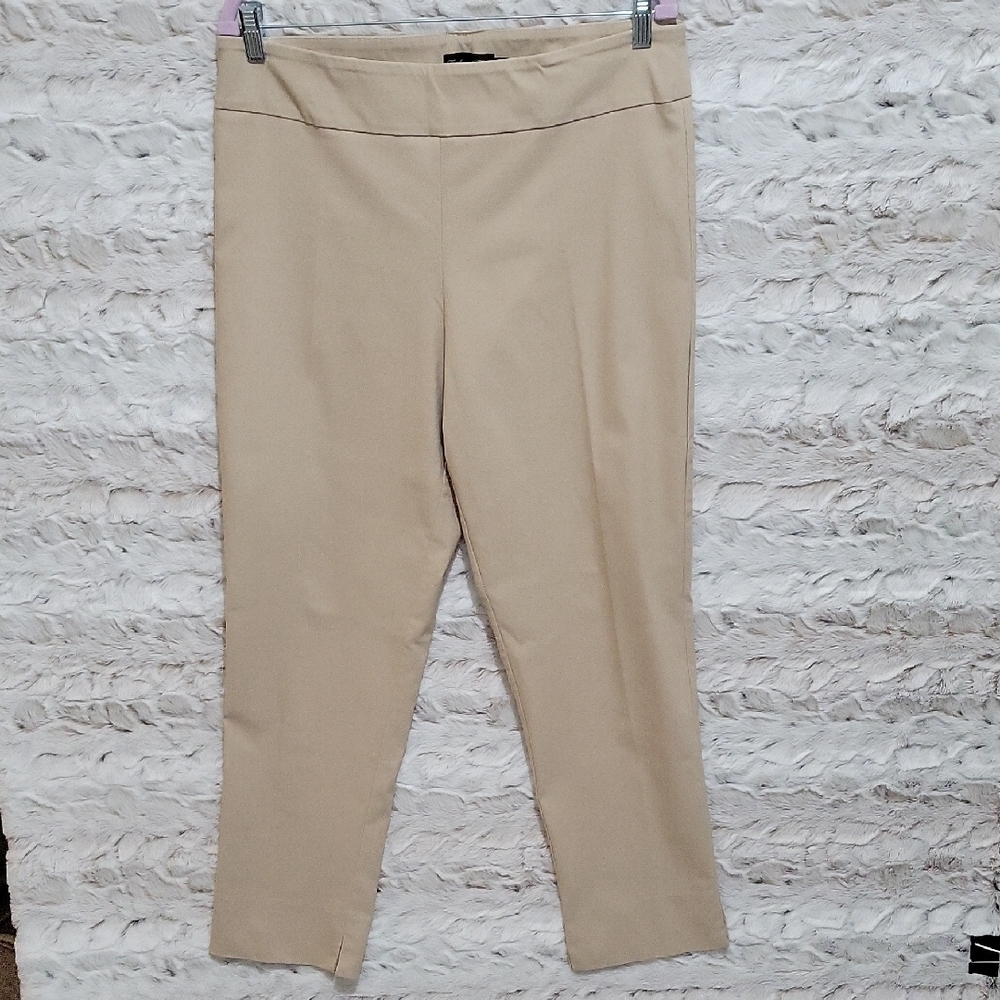 Estelle & Finn Khaki Pull On Ankle Pants, Sz 12  Lagenlook, Minimalist, Classic